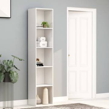 Stylish High Gloss White Book Cabinet - 40x30x189 cm