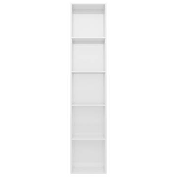 Stylish High Gloss White Book Cabinet - 40x30x189 cm