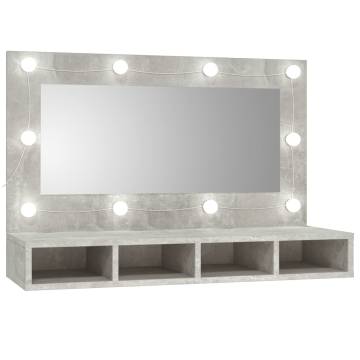 LED Mirror Cabinet in Concrete Grey - Stylish Storage Solution