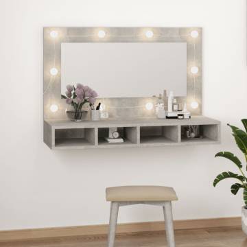 LED Mirror Cabinet in Concrete Grey - Stylish Storage Solution