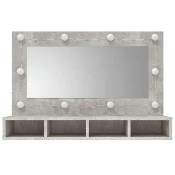 LED Mirror Cabinet in Concrete Grey - Stylish Storage Solution