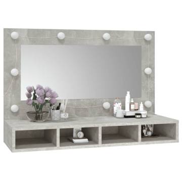 LED Mirror Cabinet in Concrete Grey - Stylish Storage Solution