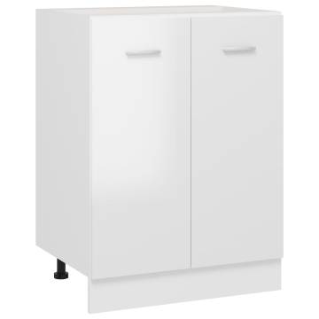 High Gloss White Bottom Cabinet - Space Saving Design