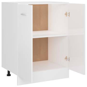 High Gloss White Bottom Cabinet - Space Saving Design