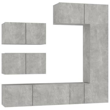 6 Piece TV Cabinet Set in Concrete Grey | Stylish & Practical