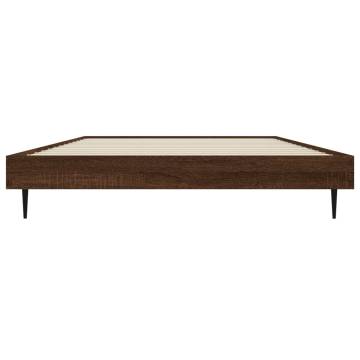 Brown Oak Bed Frame 100x200 cm - Quality Engineered Wood