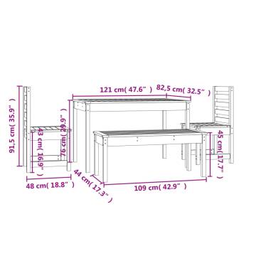 4 Piece Garden Dining Set - Solid Douglas Wood | HipoMarket