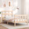 Bed Frame with Headboard Single Solid Wood Colour natural Size 90 x 190 cm 