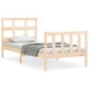 Solid Wood Bed Frame with Headboard - Single Size