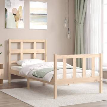 Solid Wood Bed Frame with Headboard - Single Size