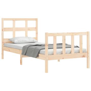 Solid Wood Bed Frame with Headboard - Single Size