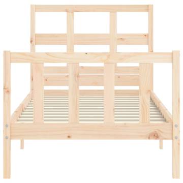 Solid Wood Bed Frame with Headboard - Single Size