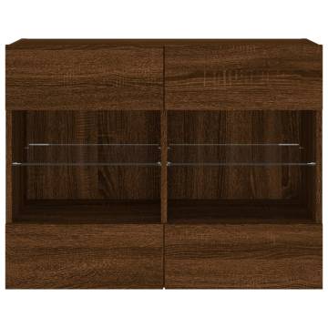 Brown Oak TV Wall Cabinet with LED Lights - 78.5x30x60.5 cm