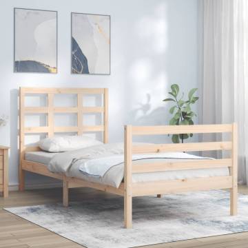 Single Solid Wood Bed Frame with Headboard | HipoMarket UK