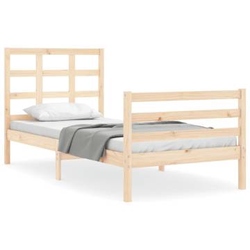 Single Solid Wood Bed Frame with Headboard | HipoMarket UK