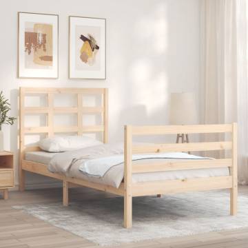 Single Solid Wood Bed Frame with Headboard | HipoMarket UK