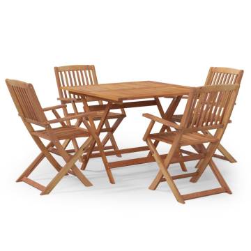 5 Piece Garden Dining Set - Solid Acacia Wood Furniture