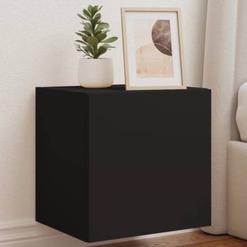 Stylish TV Wall Cabinet with LED Lights – Black 40.5x35x40 cm