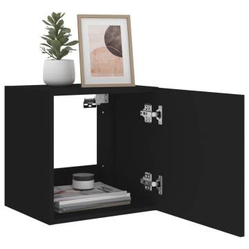 Stylish TV Wall Cabinet with LED Lights – Black 40.5x35x40 cm