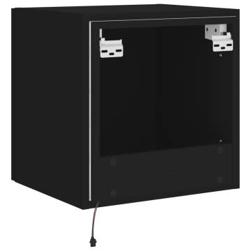 Stylish TV Wall Cabinet with LED Lights – Black 40.5x35x40 cm