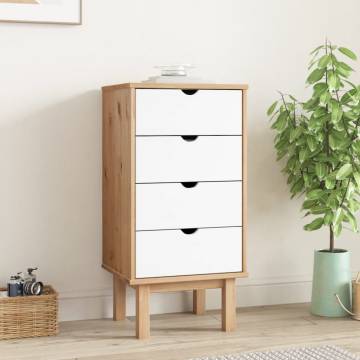 Drawer Cabinet OTTA Brown & White - Solid Pine 45x39x90cm