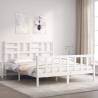 White King Size Bed Frame with Headboard - Solid Pine Wood