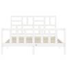 White King Size Bed Frame with Headboard - Solid Pine Wood