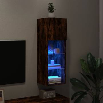 Stylish Smoked Oak TV Cabinet with LED Lights - 30.5x30x90 cm