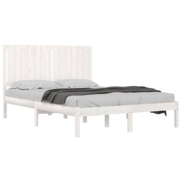 White Solid Wood Pine Bed Frame 140x200 cm | HipoMarket