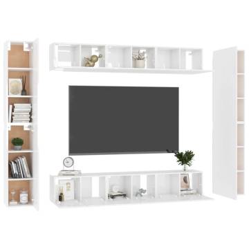 10 Piece High Gloss White TV Cabinet Set | Hipomarket