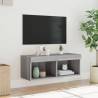 Modern Grey Sonoma TV Cabinet with LED Lights - 80x30 cm