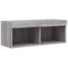 Modern Grey Sonoma TV Cabinet with LED Lights - 80x30 cm