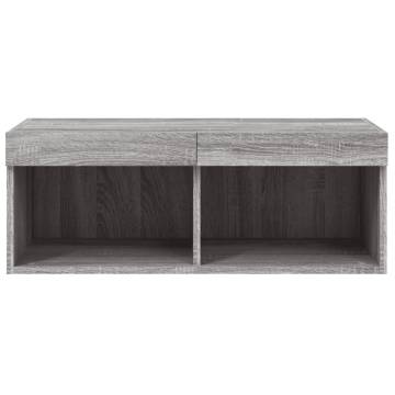 Modern Grey Sonoma TV Cabinet with LED Lights - 80x30 cm