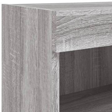 Modern Grey Sonoma TV Cabinet with LED Lights - 80x30 cm