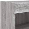 Modern Grey Sonoma TV Cabinet with LED Lights - 80x30 cm