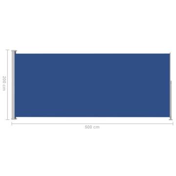 Patio Retractable Side Awning 200x500 cm Blue | Hipo Market