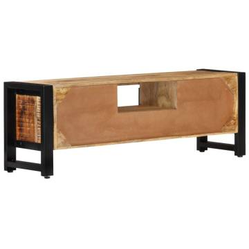 Solid Mango Wood TV Cabinet - Industrial Style, 120x30x40 cm