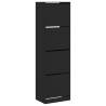 Shoe Cabinet with 4 Flip-Drawers - Black 60x42x204 cm