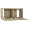 Hanging TV Cabinets 3 pcs Sonoma Oak - Modern Living Room Storage