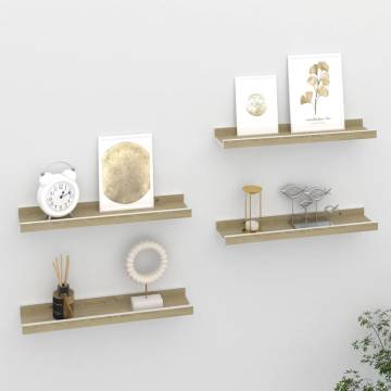 Stylish Wall Shelves - 4 pcs in White & Sonoma Oak | HipoMarket