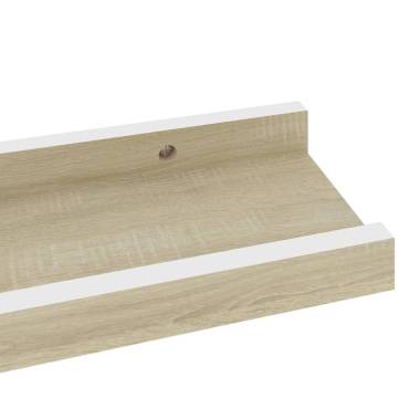 Stylish Wall Shelves - 4 pcs in White & Sonoma Oak | HipoMarket