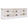 Stylish TV Cabinet White & Light Brown - Solid Wood Paulownia