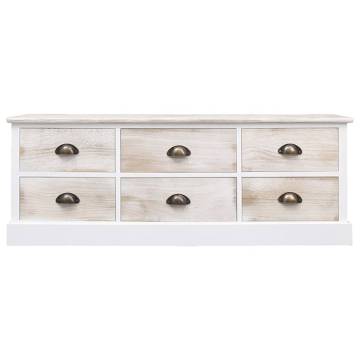 Stylish TV Cabinet White & Light Brown - Solid Wood Paulownia