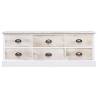 Stylish TV Cabinet White & Light Brown - Solid Wood Paulownia