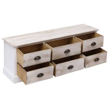 Stylish TV Cabinet White & Light Brown - Solid Wood Paulownia