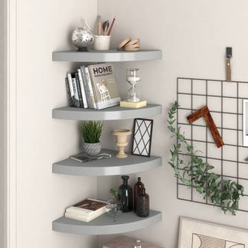 Floating Corner Shelves - Stylish & Durable 4 pcs - Grey