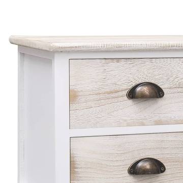 Stylish TV Cabinet White & Light Brown - Solid Wood Paulownia