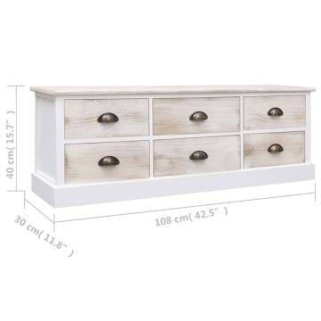 Stylish TV Cabinet White & Light Brown - Solid Wood Paulownia