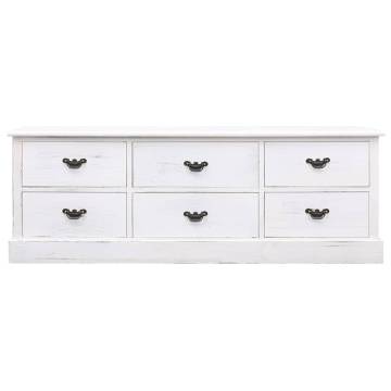 Antique White TV Cabinet - Solid Wood, 108x30x40 cm