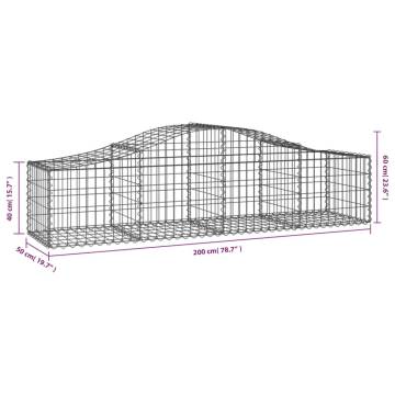 Arched Gabion Baskets - 200x50x40/60 cm (6 pcs) | Hipo Market